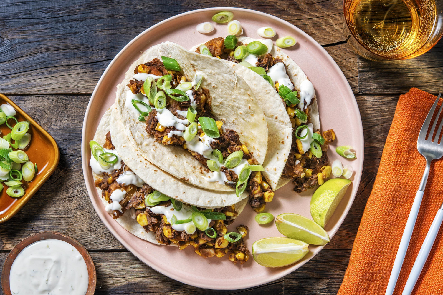 Veggie Vivera Plant Chicken, Black Bean and Sweetcorn Tostadas