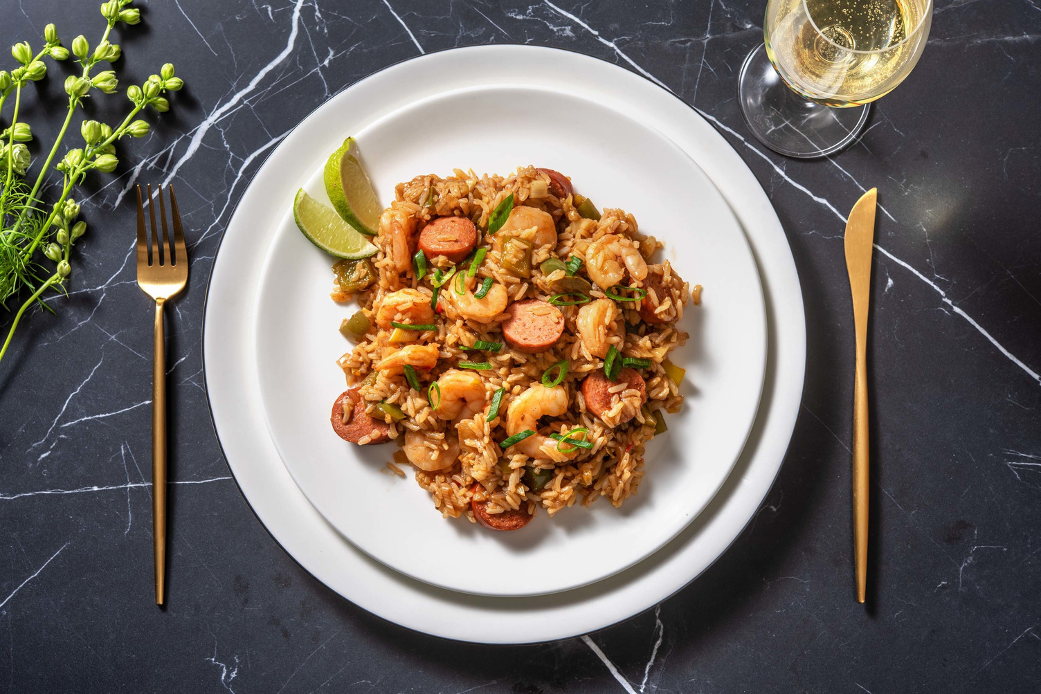 Jambalaya cajun aux crevettes & à la saucisse