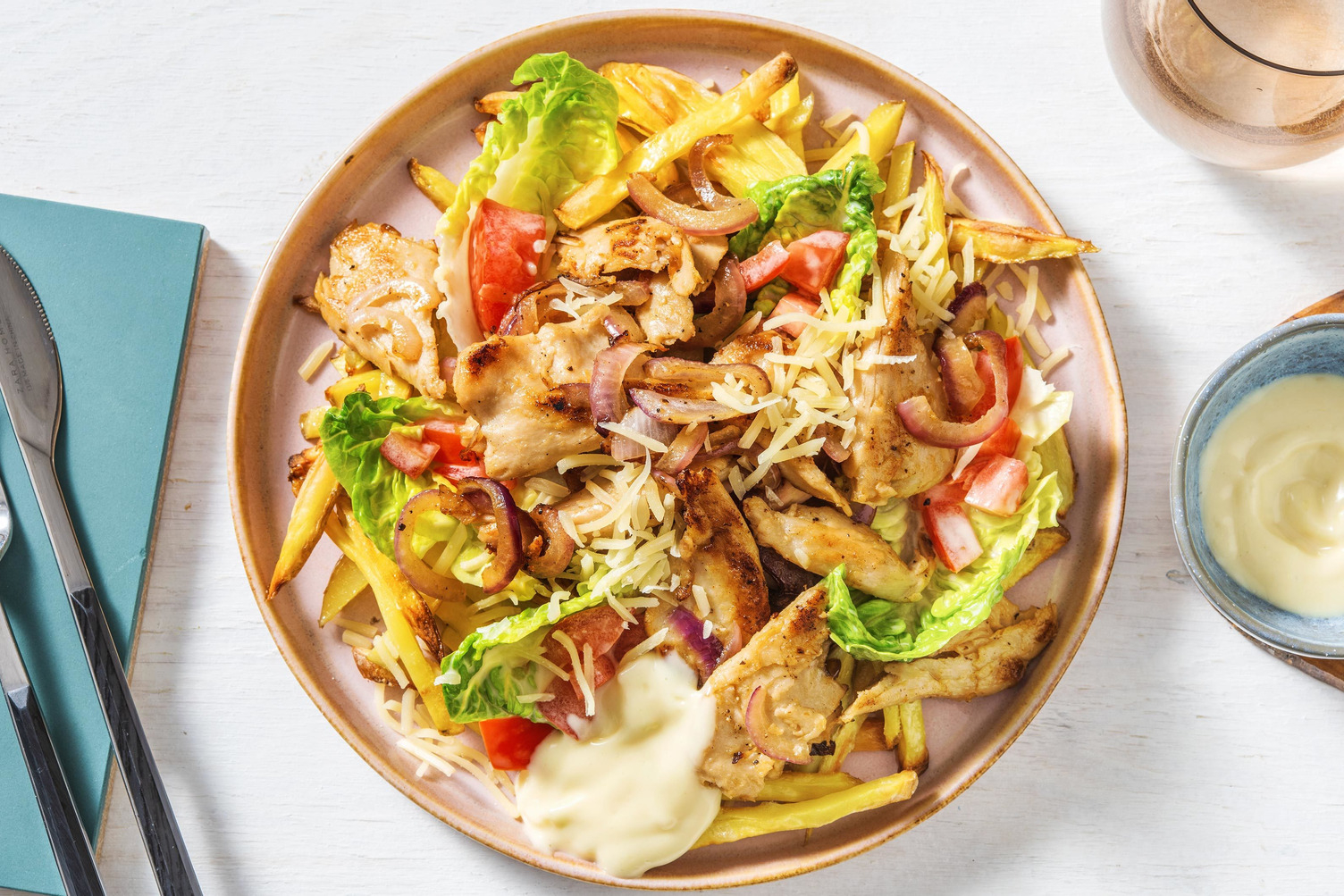 Kebab d'émincés végétariens & frites au four