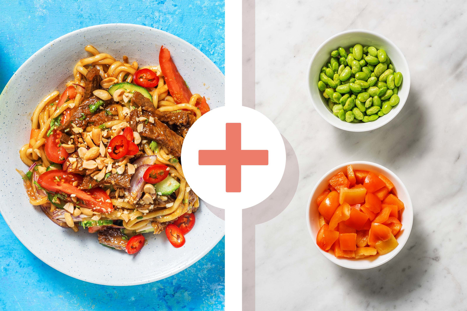 Double veggie - Aziatische fusionsalade met vegetarische runderpuntjes