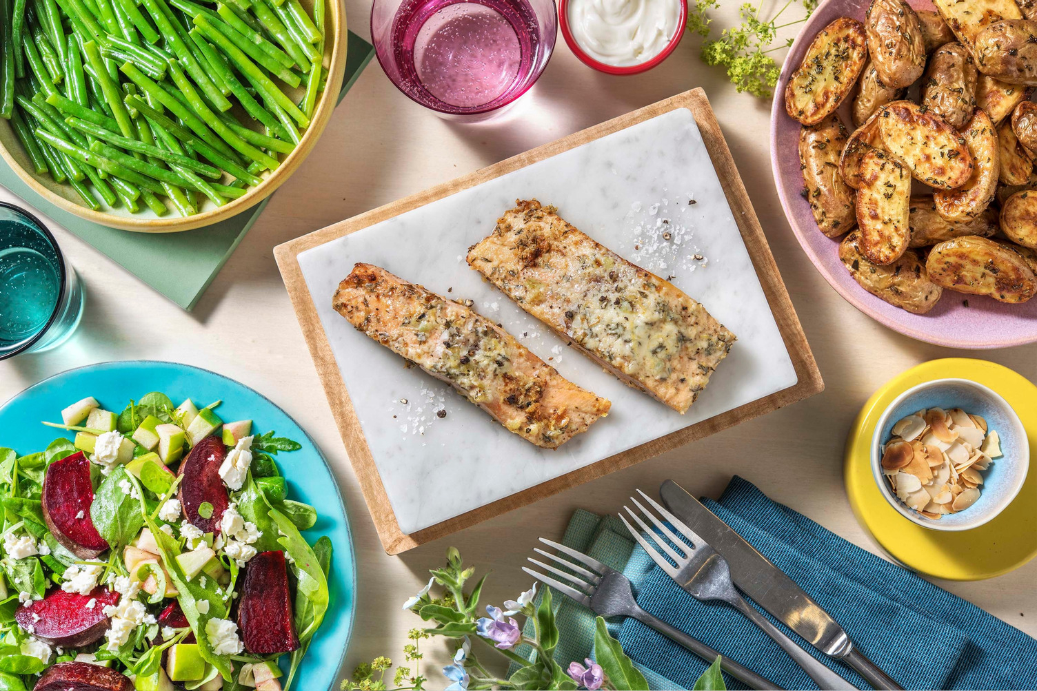 Filet de saumon au four & grenailles au romarin