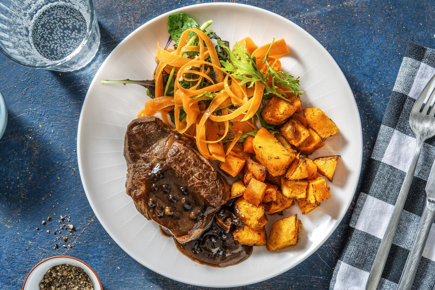 Pavé de rumsteck & sauce au poivre