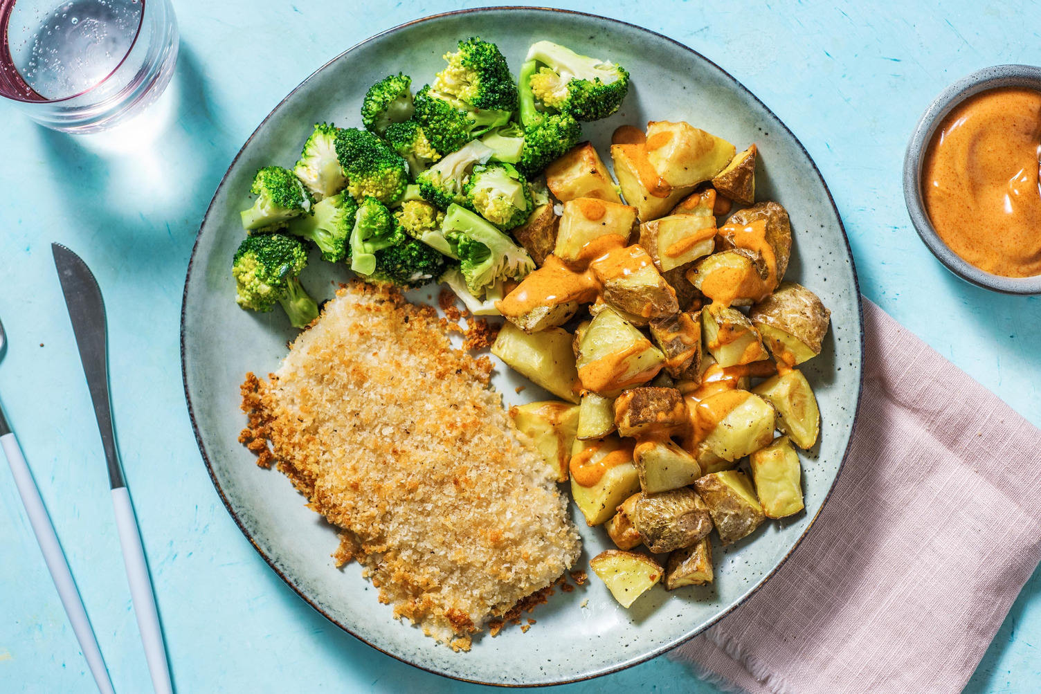 Cajun Crumbed Hake and Paprika Potatoes