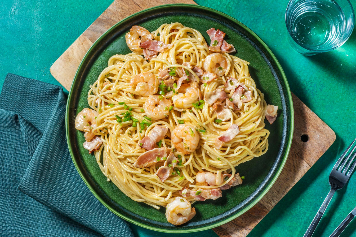 Creamy Prawn & Bacon Spaghetti