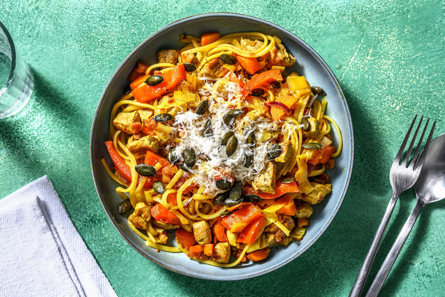 Linguine au curry & porc