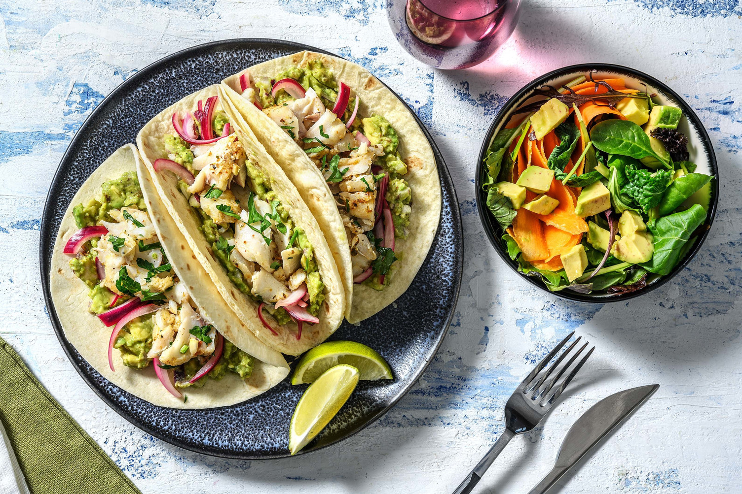 Tacos de cabillaud & guacamole maison