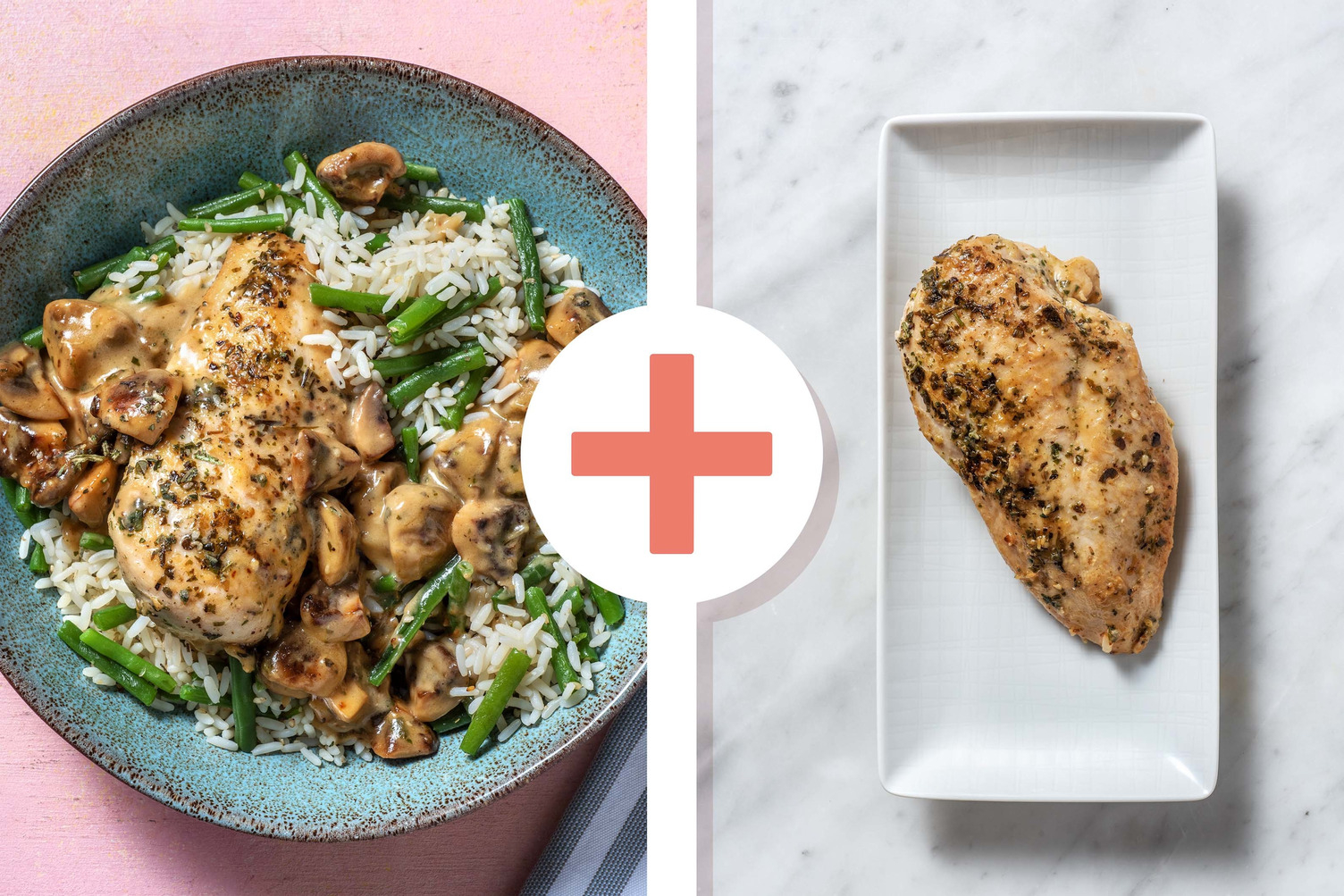 Double protein - Double portion de poulet à la crème et aux champignons