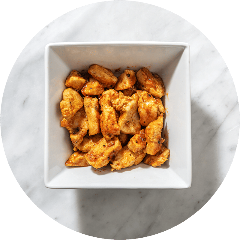 Dés de poulet saté en extra