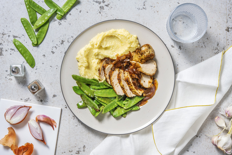 Escalope de jambon et pois mange-tout