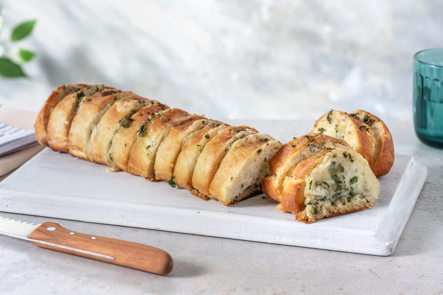 Herby Mozarella Stuffed Garlic Baguette