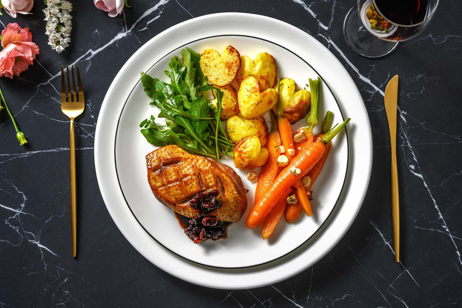 Canard au miel & carottes glacées