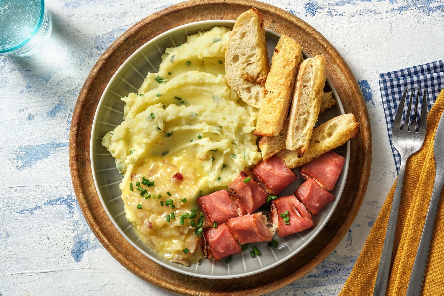 Purée maison & roulés jambon fromage