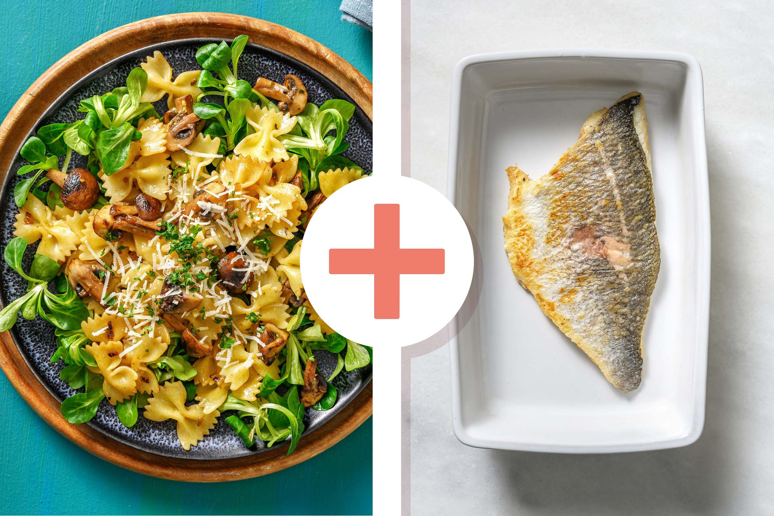 Veggie + protein - Farfalle met doradefilet als extra