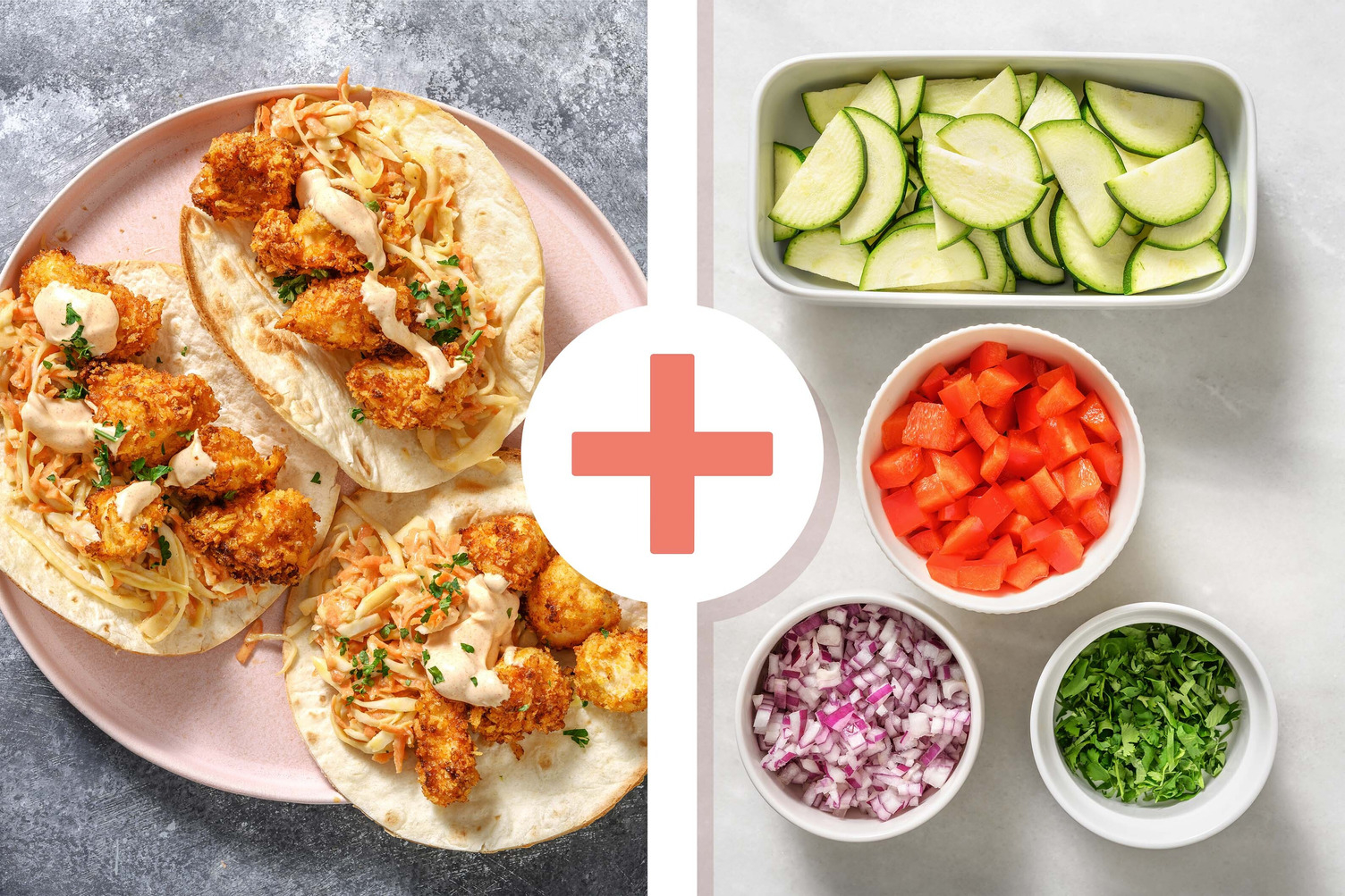 Double veggie - Mini-tortilla's met krokante kip en mangochutney