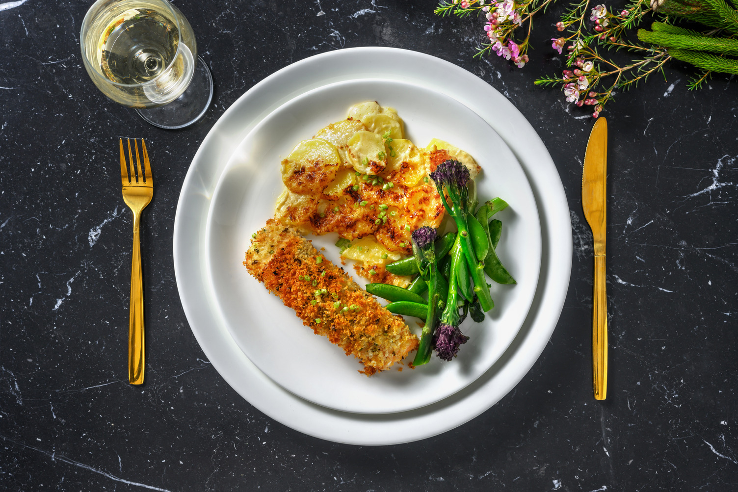 Herb Crusted Salmon Fillet and Cheesy Dauphinoise