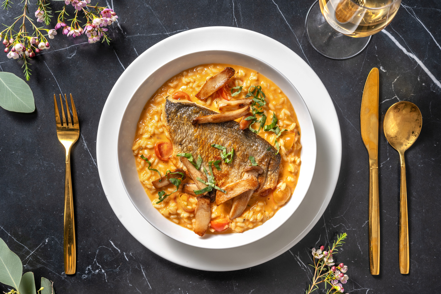 Risotto mit Kabeljau und Kräuterseitlingen