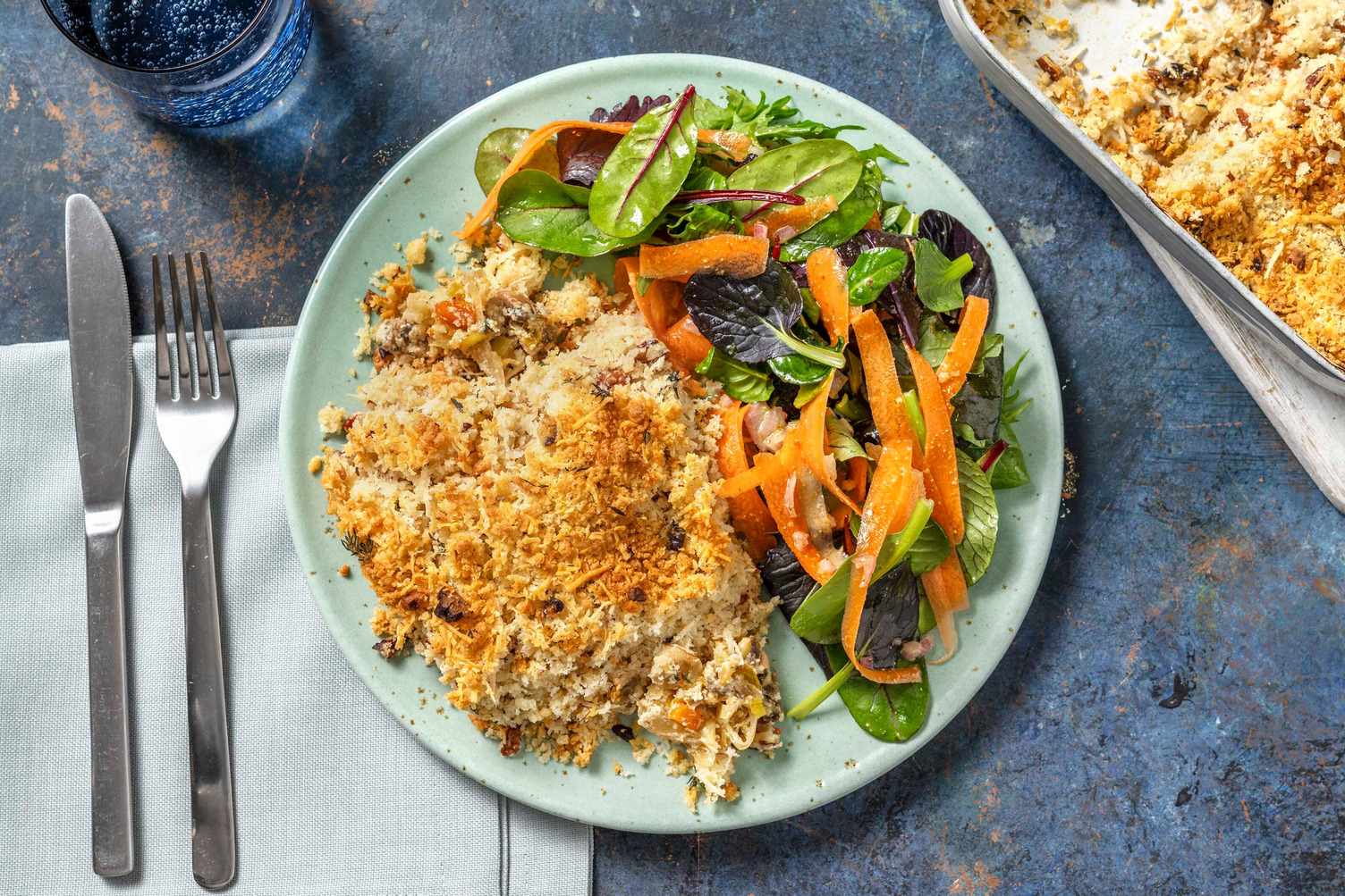 Crumble poireau, noix de pécan & pecorino