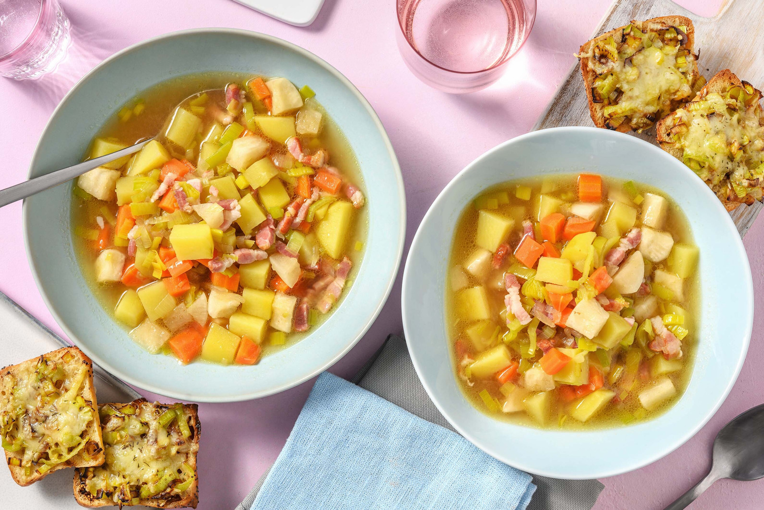 Soupe paysanne aux lardons fumés