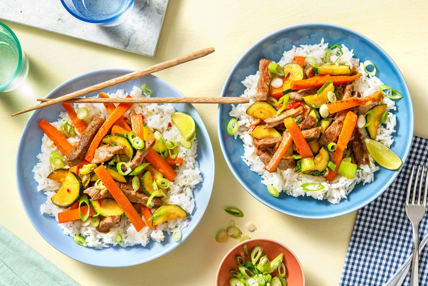 Ingefær- og limestegte oksekødsstrimler 