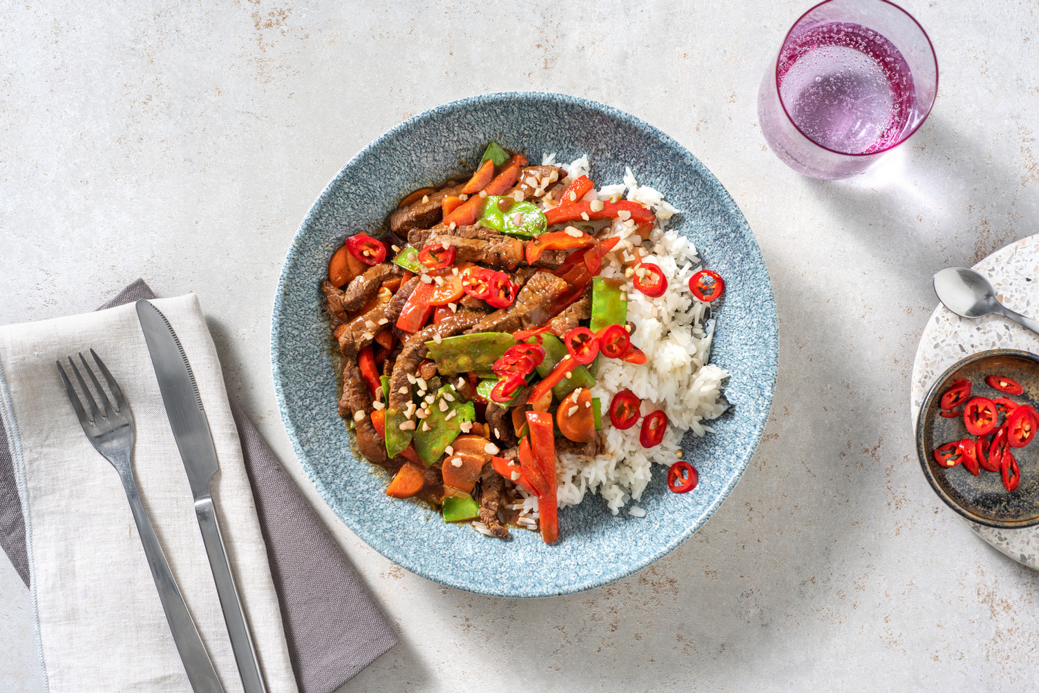 Mongolian Beef, Prawn & Pea Pod Stir-Fry
