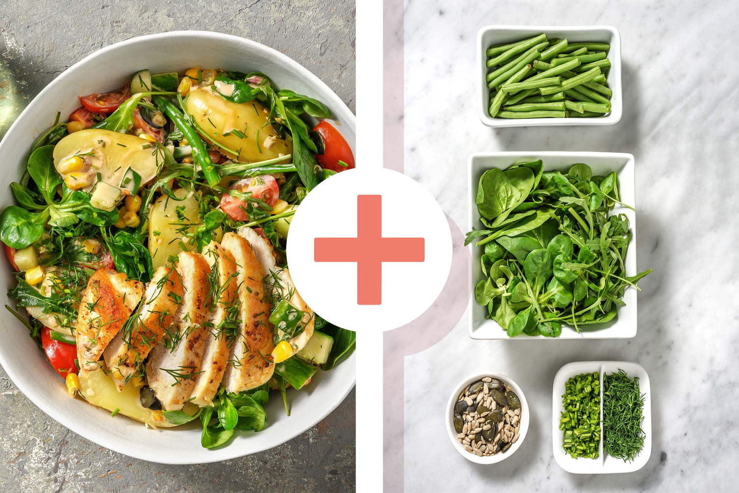 Double veggie - Krieltjessalade met mediterrane kipfilet