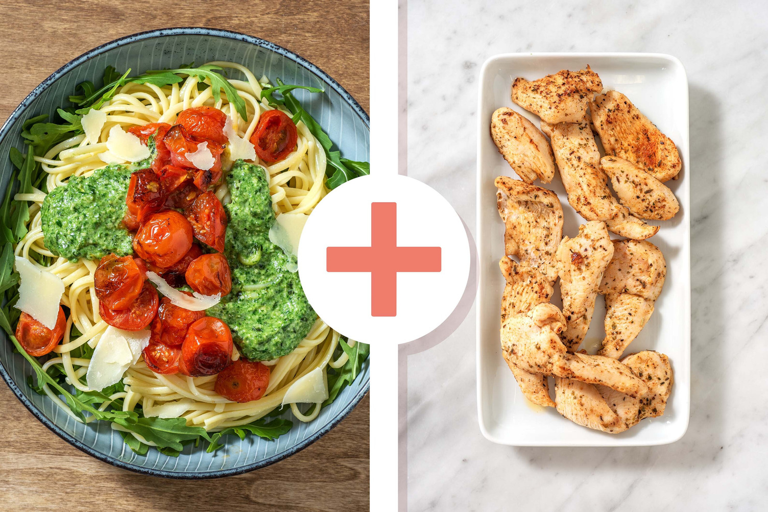 Veggie + protein - Linguine et émincé de filet de poulet en extra