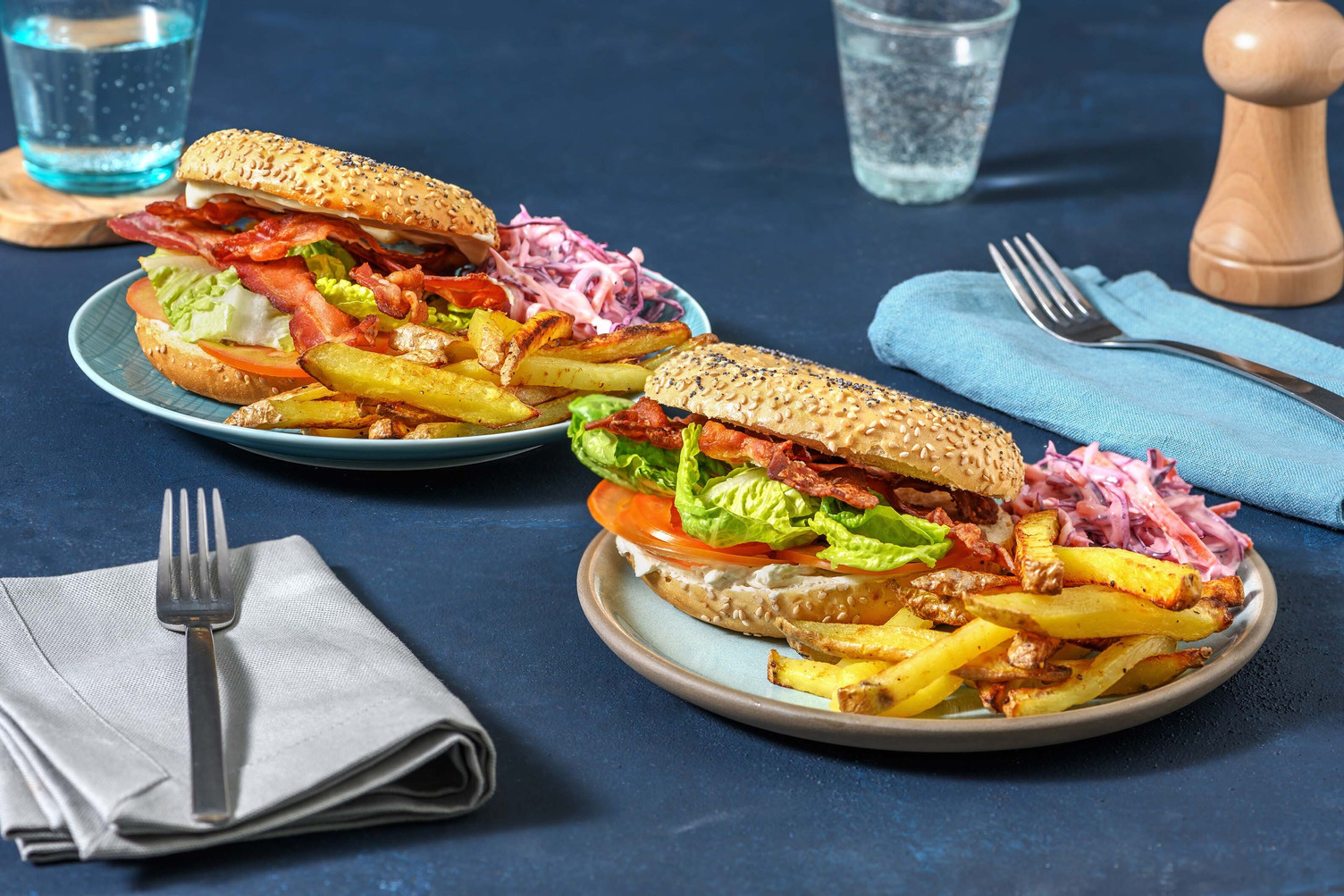 Bagel façon BLT (bacon, lettuce, tomato)