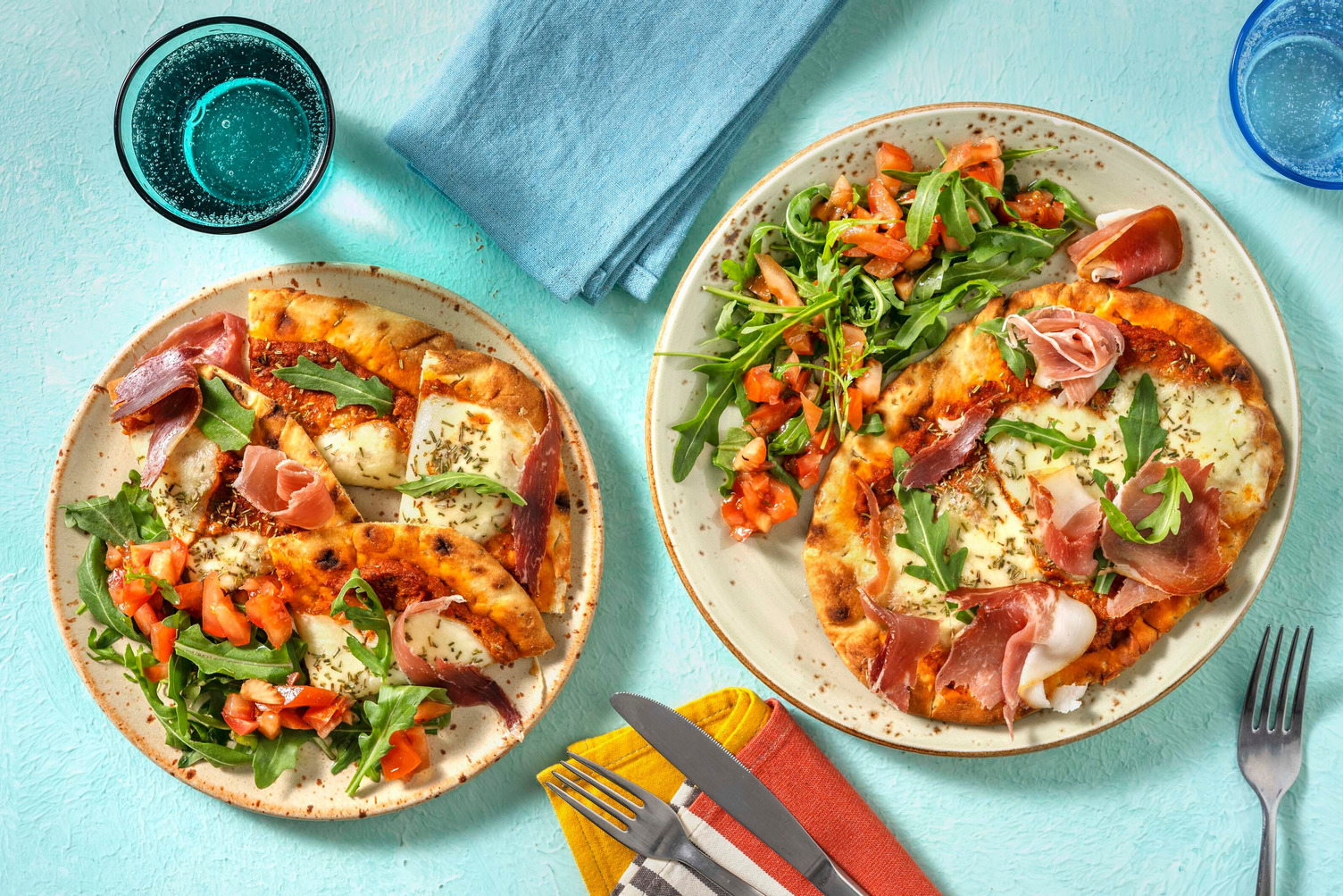 Pizza naan au jambon sec & fior di latte