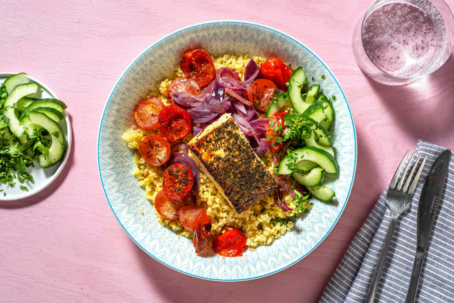 Boulgour à la grecque aux tomates & feta rôties