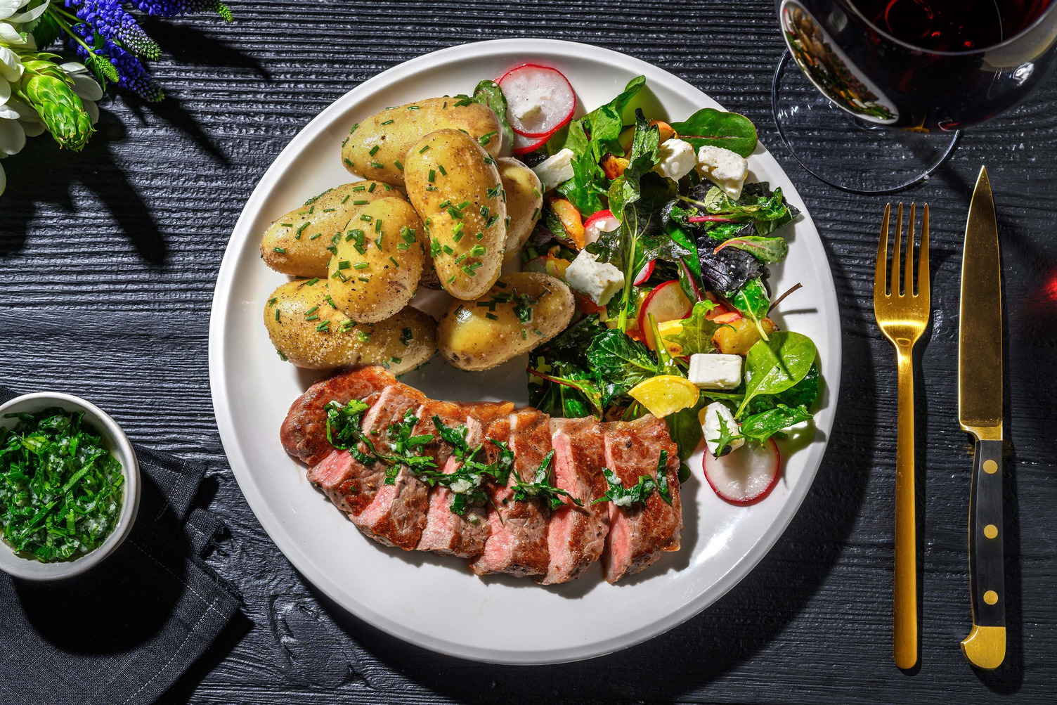 Grilled steak with nordic chimichurri