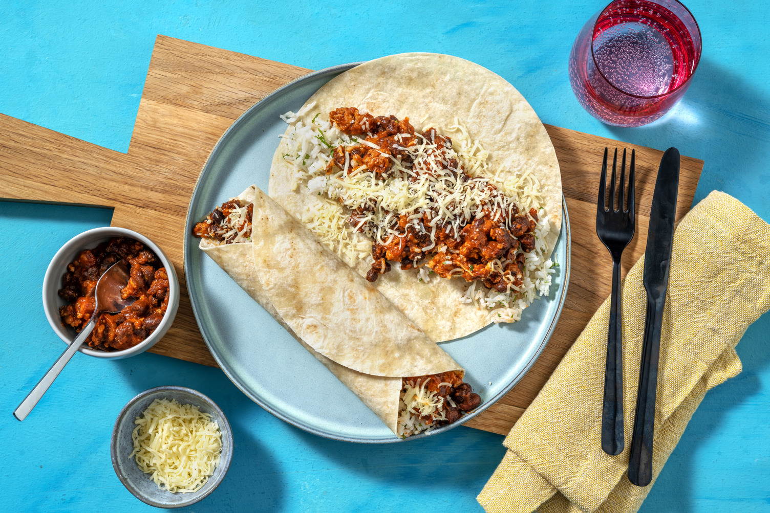 Pork, Black Bean and Cheese Burritos