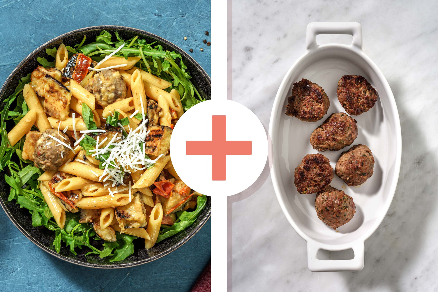 Veggie + Protein - Penne met gekruide gehaktballetjes als extra