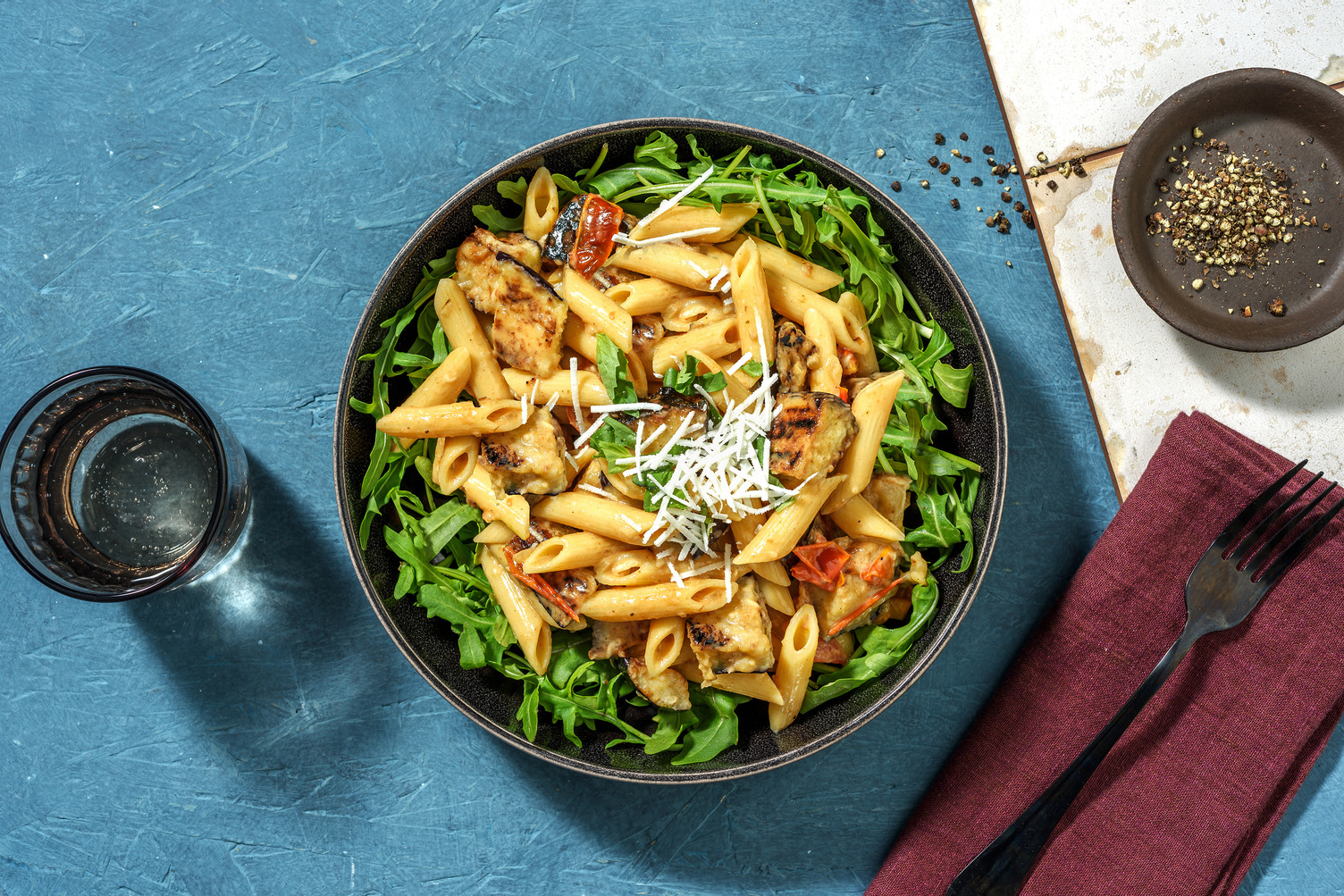Creamy Eggplant Penne with Parmigiano Reggiano