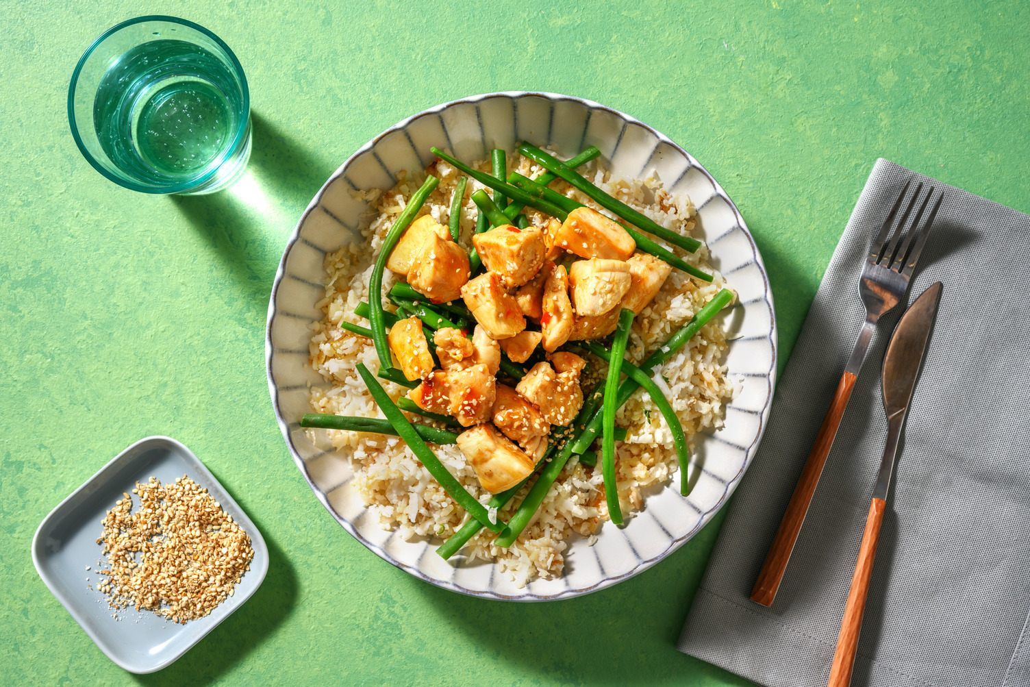 Poulet laqué et gomasio