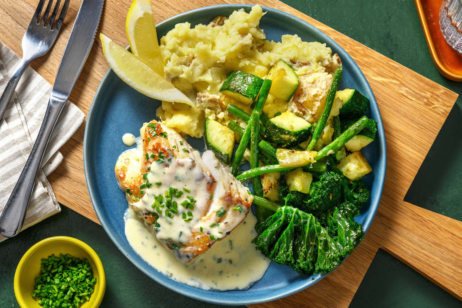 Pannstekt sej och tryffel-potatisstomp