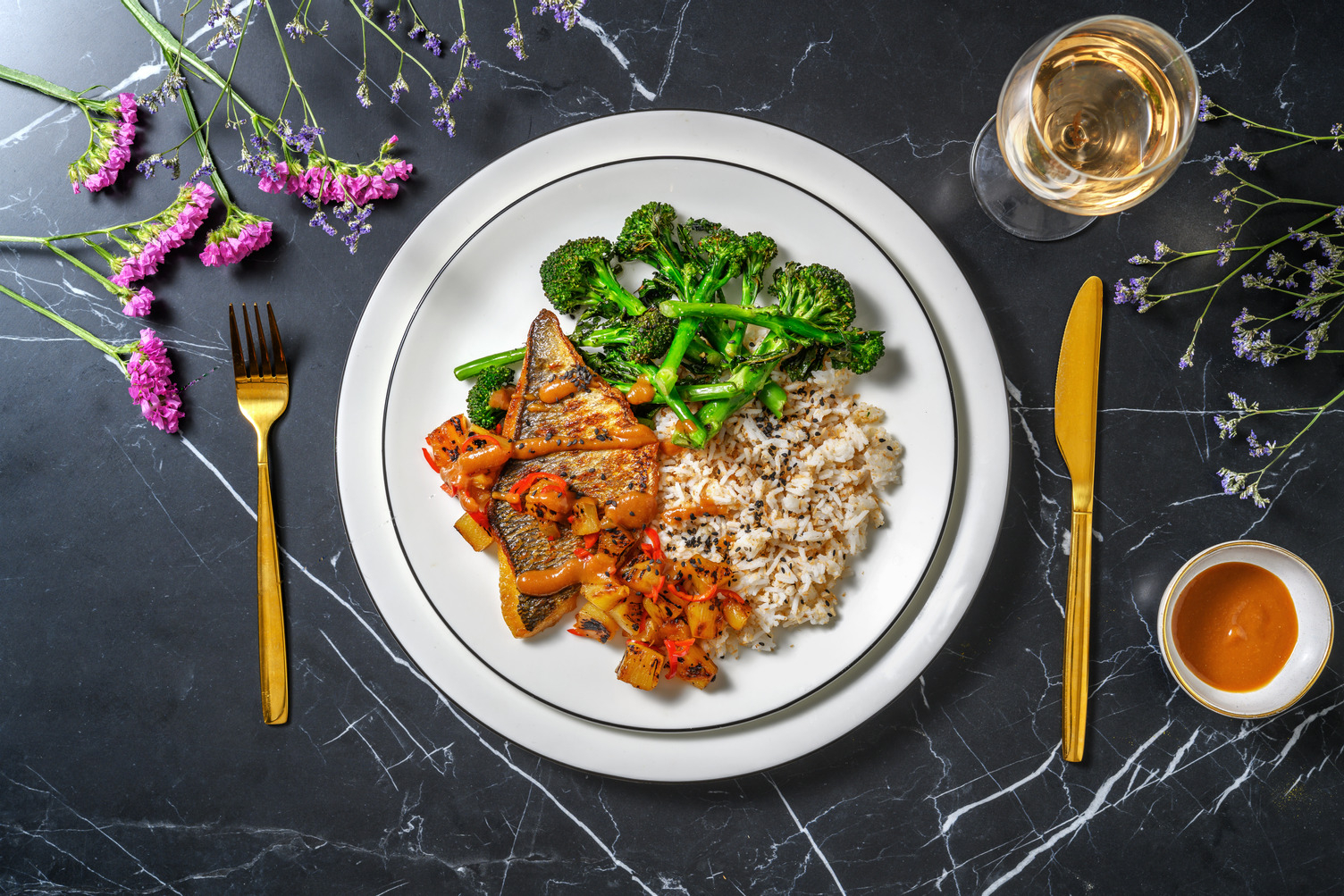 Glazed Teriyaki Bream, Pickled Charred Pineapple Salsa