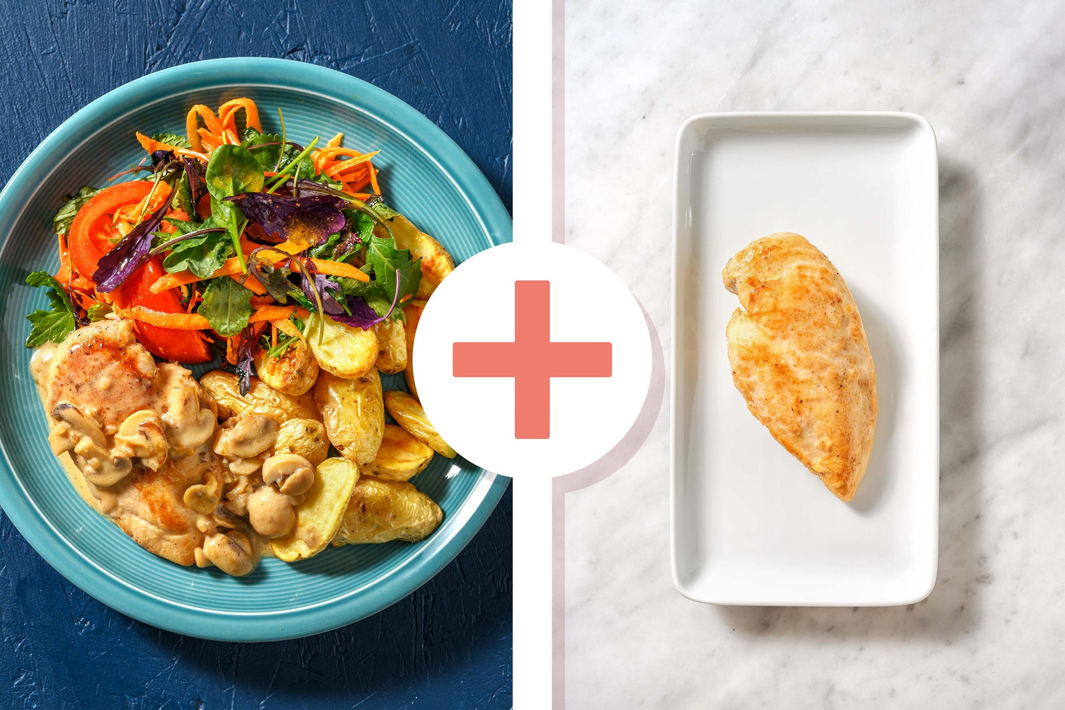 Double protein - Double portion de blanc de poulet et champignons à la crème