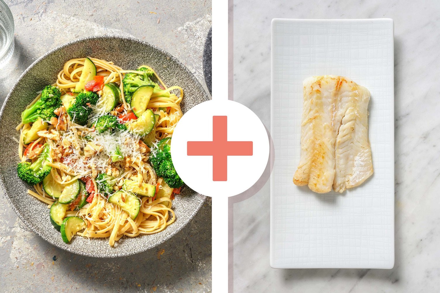 Veggie + protein - Romige linguine met kabeljauwfilet als extra