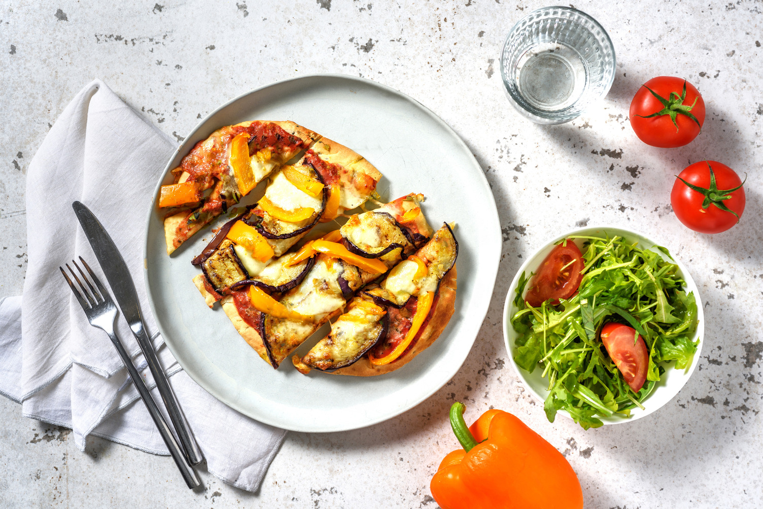 Pizza de berenjena y pimiento