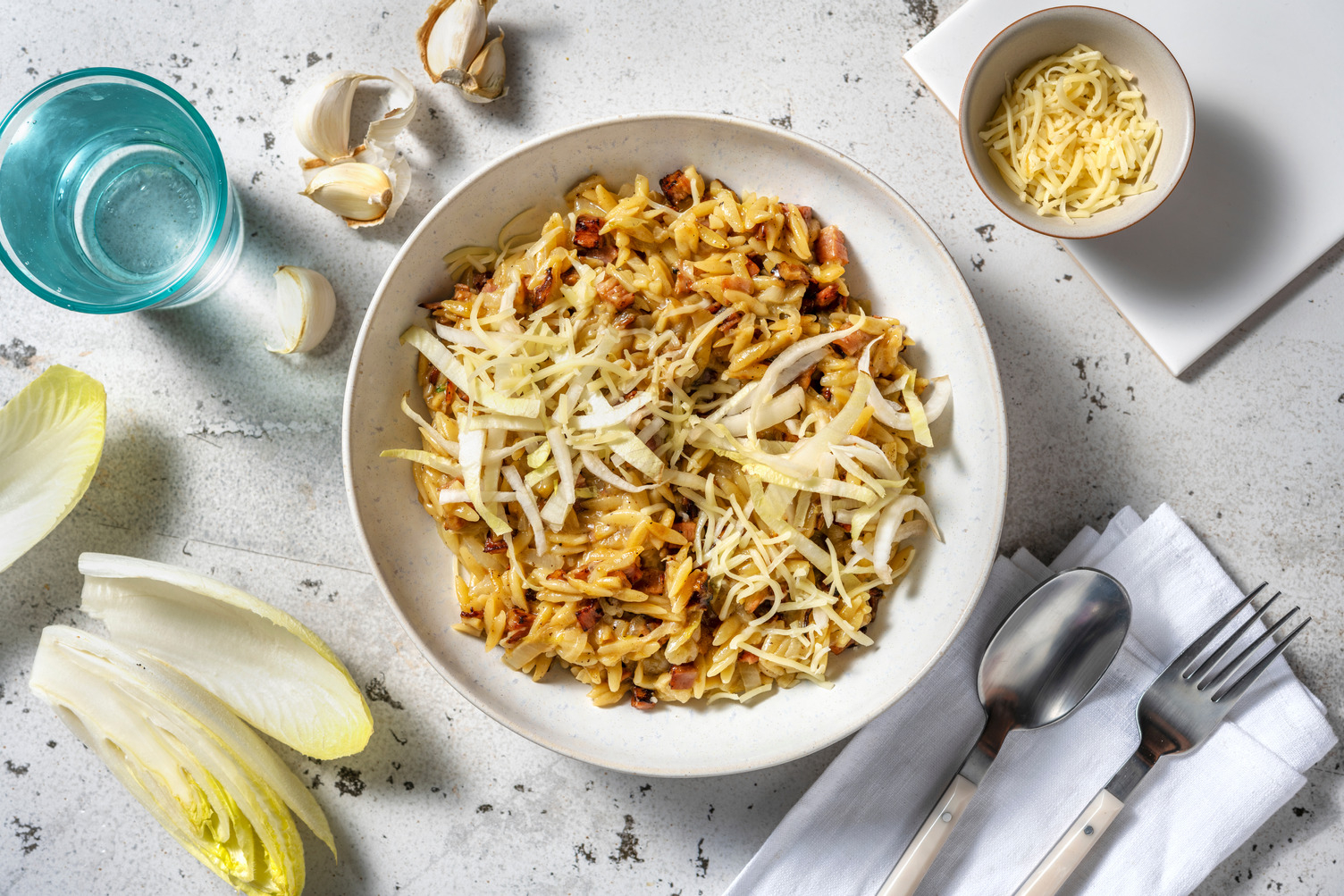Romige orzo met witlof