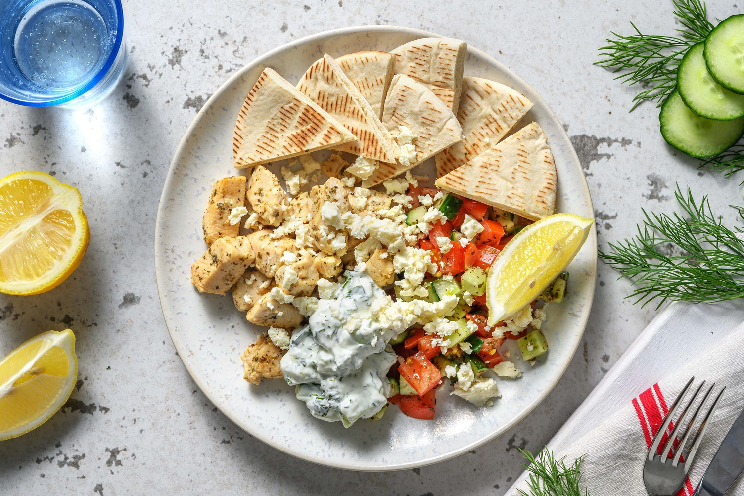 Assiette souvlaki poulet & tzatziki maison