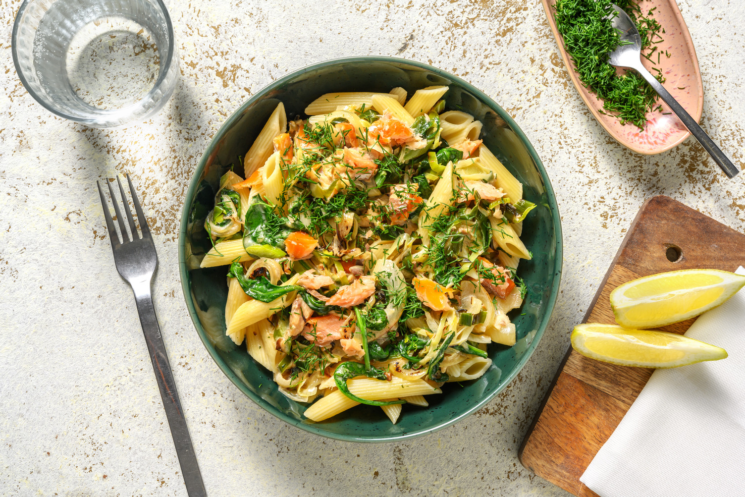 Penne crémeuse au saumon fumé à chaud