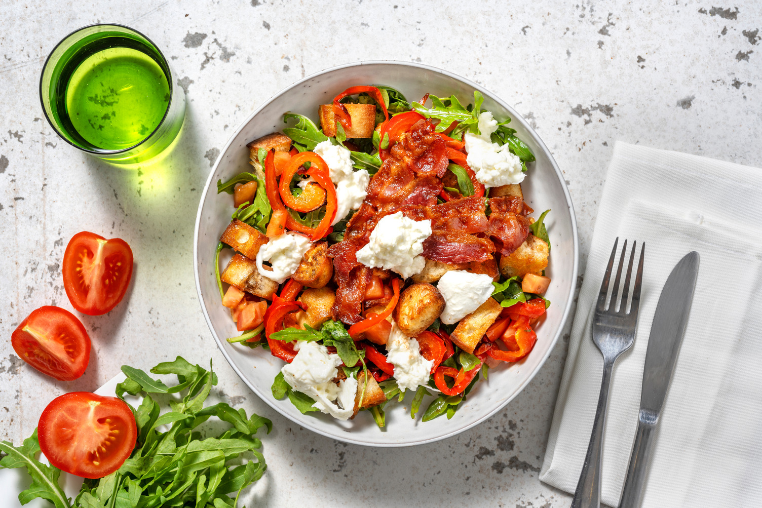 Roasted Pepper, Mozzarella and Bacon Salad
