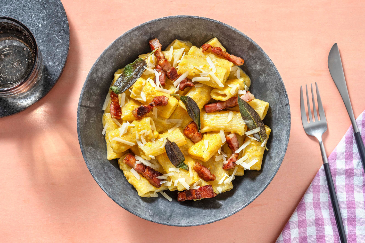 Rigatoni à la crème de potiron