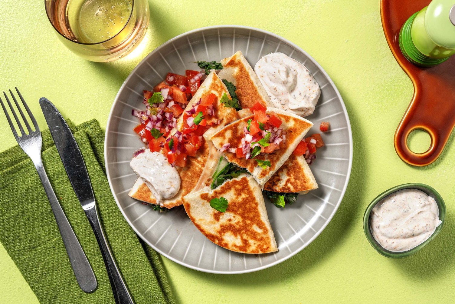 Vegetarische quesadilla met witte kaas