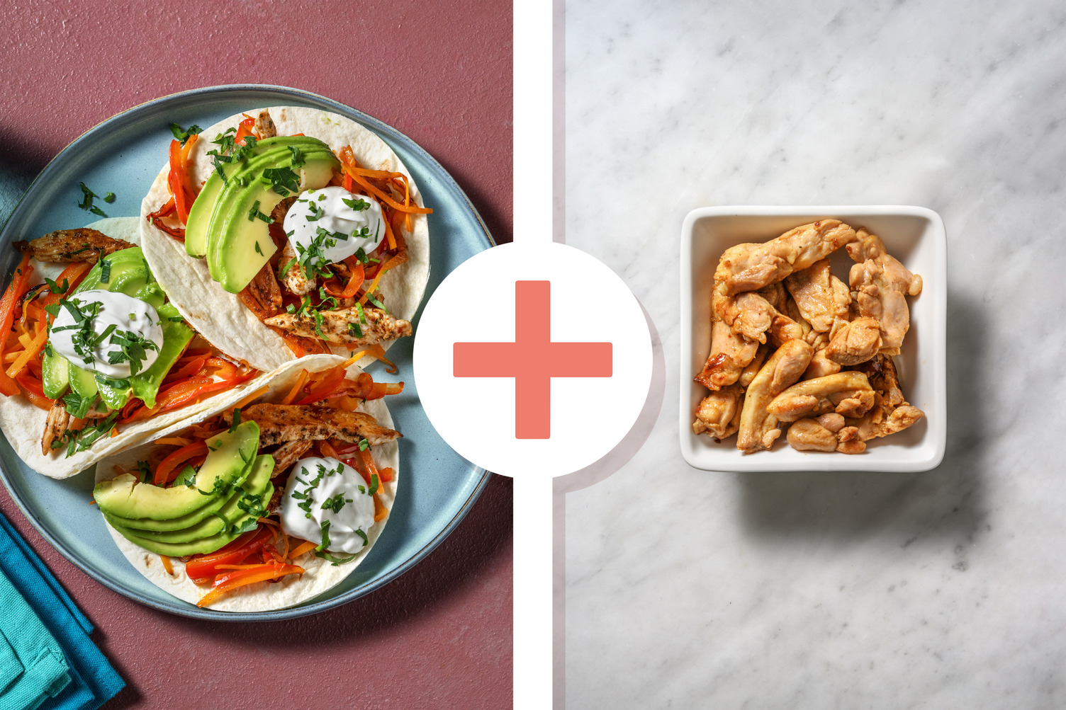 Tacos di pollo e verdure saltate