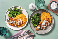 Petto di pollo su crema di carote e lenticchie