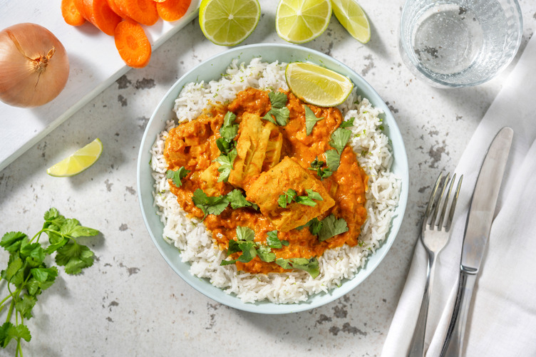 Coconut Basa Curry with Prawns