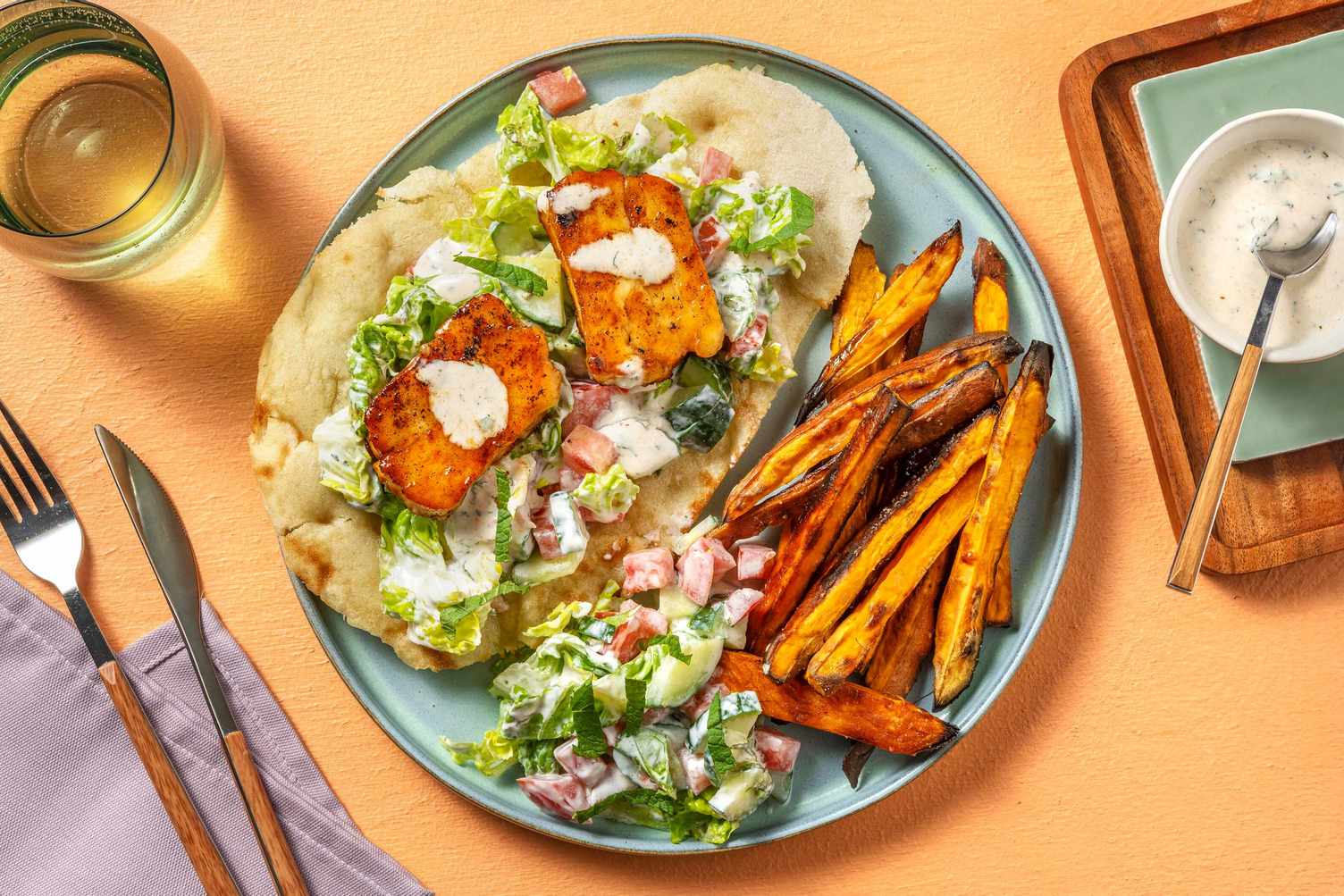 Gyros di halloumi glassato al miele
