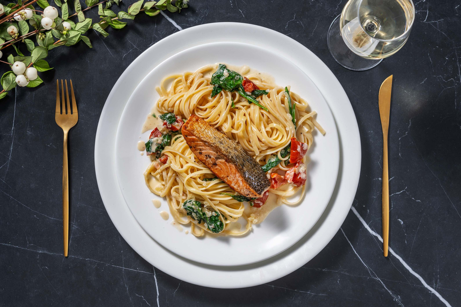 Saumon à la toscane & linguine